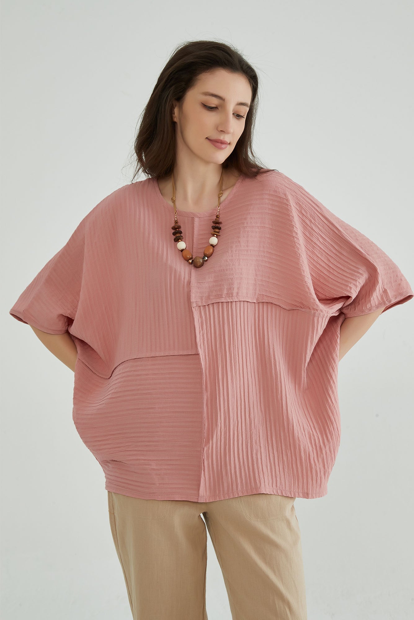 Dusty Pink Oversized Batwing Top - Whisper Mint